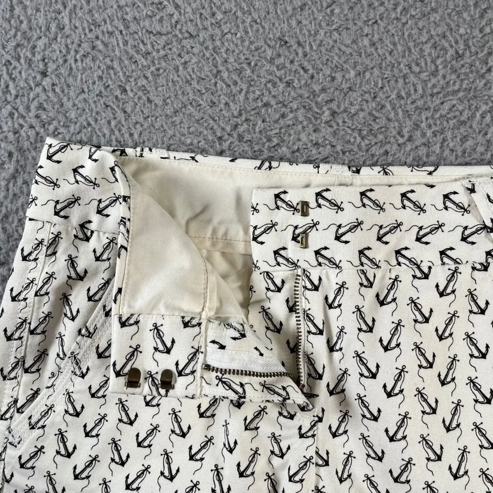 J.Crew Factory Women Ivory Anchor Print City Fit Cotton Shorts Size 0 NWT - Picture 9 of 11